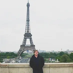 Jerry Schmeer near the Eiffel Tower