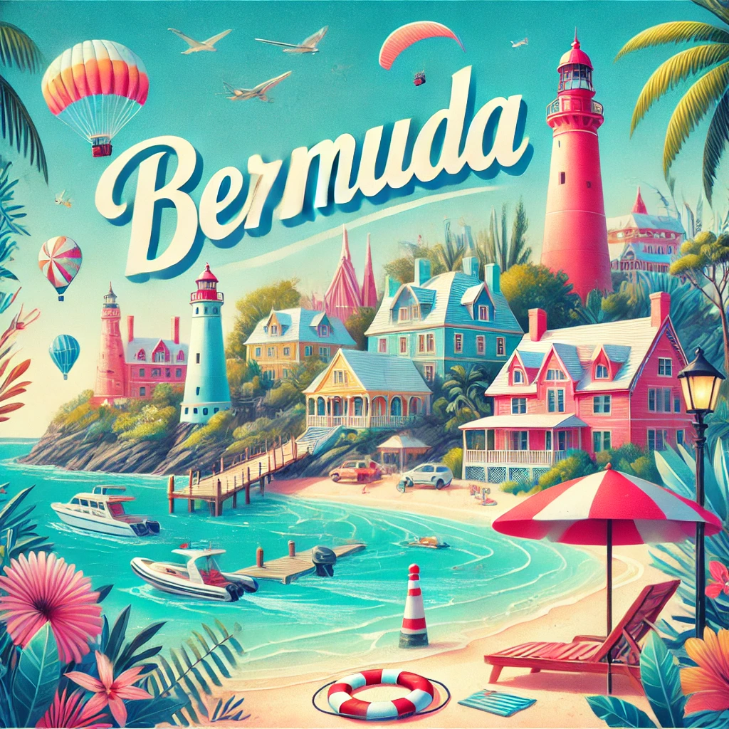 Illustrated travel poster for Bermuda