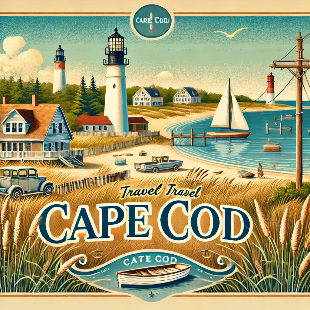 Illustrated travel poster for Cape Cod