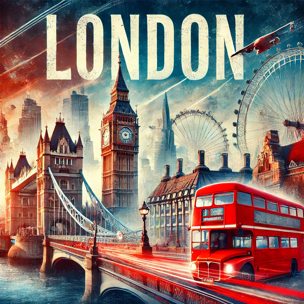 Illustrated travel poster for London