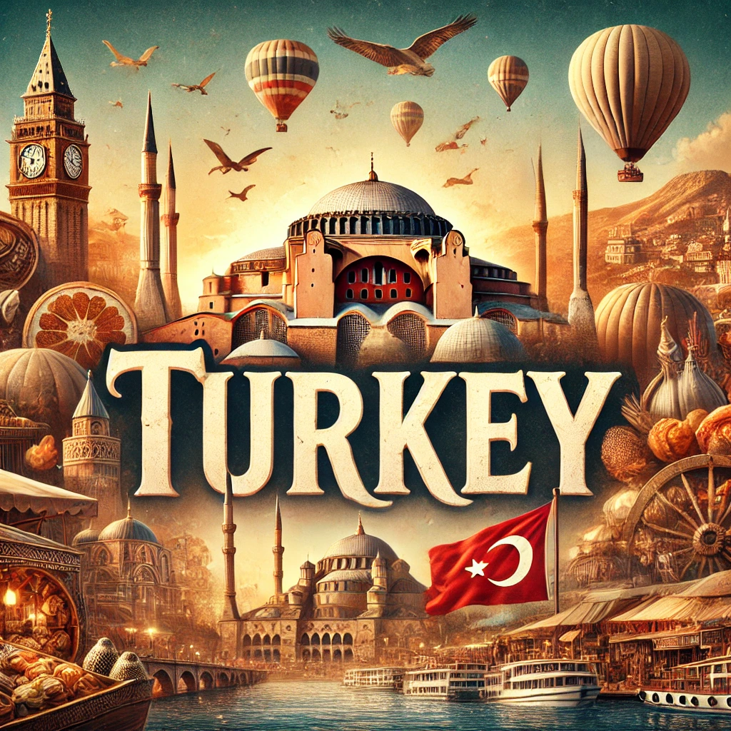 Illustrated travel poster for Türkiye